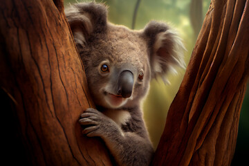 Wall Mural - Portrait von einem Koala im Baum - Generative Ai