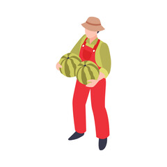 Sticker - Farmer Isometric Illustration