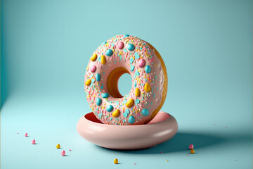 Wall Mural - donut with sprinkles generative ai