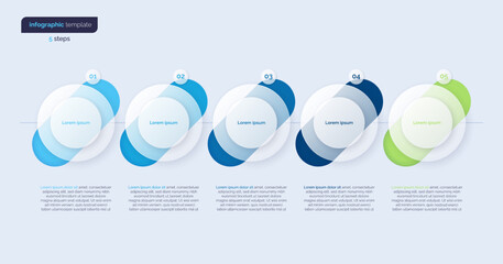 Poster - Vector minimalistic infographic template composed of 5 circles