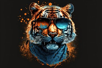 Wall Mural - Tiger t-shirt design. AI