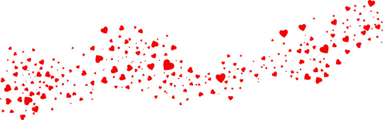 Wall Mural - Love valentine background with red petals of hearts on transparent background. Vector banner, postcard, background.The 14th of February. PNG image