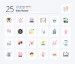 © Muhammad - Baby Shower 25 Flat Color icon pack including toy. nipple. words. dummy. count