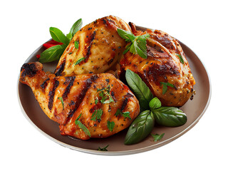 delicious Grilled chicken white background.