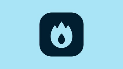 Poster - Blue Fire flame icon isolated on blue background. 4K Video motion graphic animation