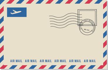 Sticker - Air mail envelope template. Decorative paper letter