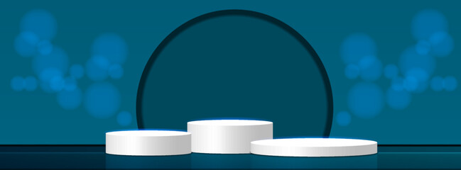 Poster - product banner, podium for biopreparations and eco products. vector. podium for presentation product