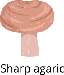 Sticker - Sharp agaric icon. Forest nature. Seasonal mushroom