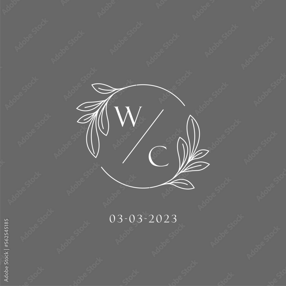 Letter WC wedding monogram logo design creative floral style initial ...