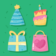 Poster - four birthday celebration icons