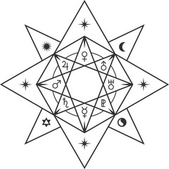 Sticker - Esoteric geometric star symbol. Sacred astrology icon