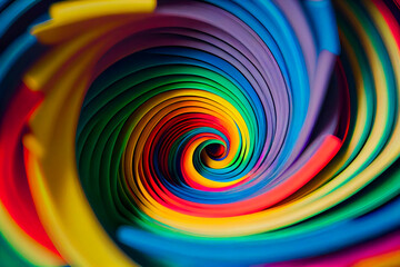 Wall Mural - hypnotic multicolored spiral background. rainbow swirl. generative ai.
