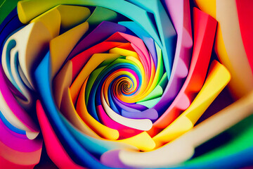 Wall Mural - hypnotic multicolored spiral background. rainbow swirl. generative ai.