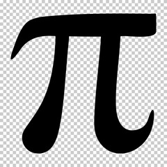 Pi symbol isolated on transparent background. Standard design pi symbol for your banner and poster. Archimedes' constant vector graphic.