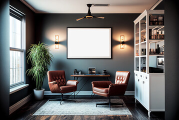 mockup horizontal frame office meeting room home interior classic vintage elegant style. generative 