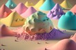 pastel color world of kinetic sand 3D abstract created with generative ai technology