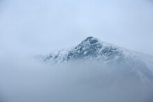 A Rock Formation Called Lion's Head In The Mist And Fog On The Shoulder Of Mt. Washington, NH.