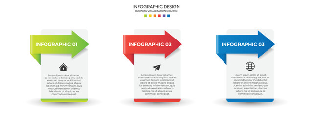 Fototapete - Steps business data visualization timeline process infographic template design with icons
