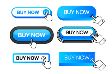 Aufkleber - Buy Now vector blue button collection in different flat style. Buy Now icon isolated on white background. Vector illustration.