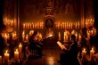 Illustration of a epic classical music performance illuminated by candle light, wearing a mask
generative ai