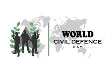 World Civil Defense Day. Army, World Map. Vector Designs. Suitable For Banners, Websites, Posters, Templates, Apps, Backgrounds And Others