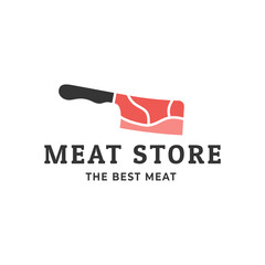 Sticker - Butcher Logo Template Vector Butcher Knife. Butcher shop emblem. Butchery store advertising design element. Meat shop typography. Vector vintage illustration.