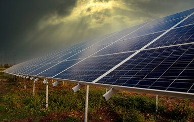 solar power plant with amazing sky
