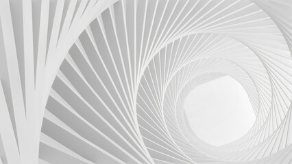 White abstract background with spiral shape. Creative Architectural Concept, 3D rendering