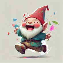 Cartoon. Cute Dwarf Smiling. Generative Ai