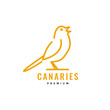 bird canary singing loud long tails lines art minimal logo design vector icon illustration template