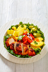 Wall Mural - roast chicken breast with pineapple and veggies