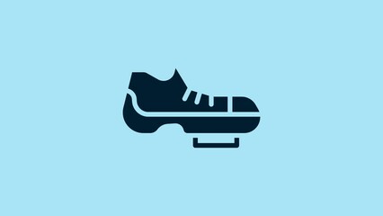 Wall Mural - Blue Triathlon cycling shoes icon isolated on blue background. Sport shoes, bicycle shoes. 4K Video motion graphic animation