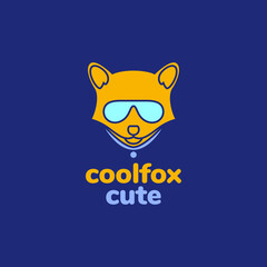 Wall Mural - animal head fox cool sunglasses cartoon mascot logo design vector icon illustration template