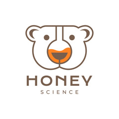 Wall Mural - head bear honey science formula geometric labs glass logo design vector icon illustration template