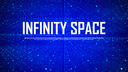 Poster - futuristic infinite flow of scientific data on blue background. network structure of an array of poi