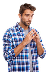 Wall Mural - A young man considering something Isolated on a PNG background.
