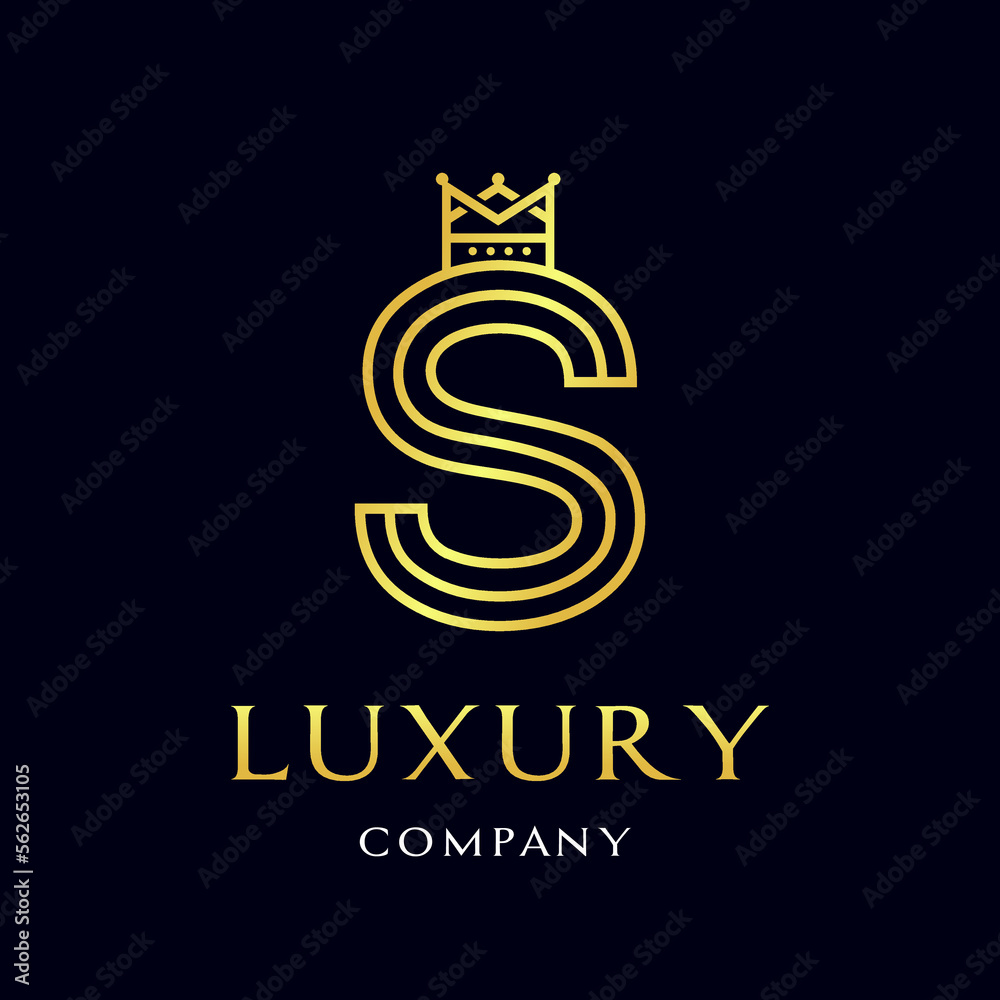 Letter S crown vector logo template. Design with gold color. Suitable ...