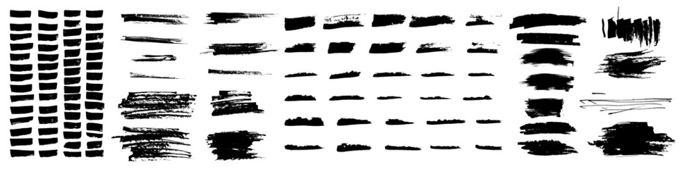 Wall Mural - vector set of grungy hand drawn textures. lines, acrylic dabs, daubs, smears, highlights, waves, bru