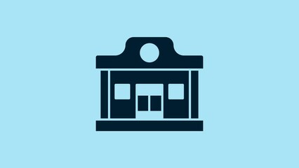 Sticker - Blue Wild west saloon icon isolated on blue background. Old west building. 4K Video motion graphic animation