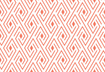 Abstract geometric pattern. A seamless vector background. White and pink ornament. Graphic modern pattern. Simple lattice graphic design