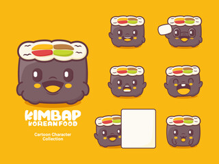 Wall Mural - kimbap cartoon character korean food vector illustration