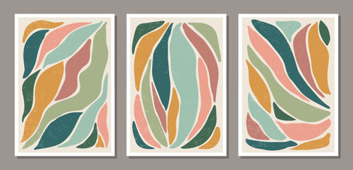 Set Matisse inspired contemporary collage botanical minimalist wall art posters