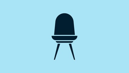 Poster - Blue Chair icon isolated on blue background. 4K Video motion graphic animation