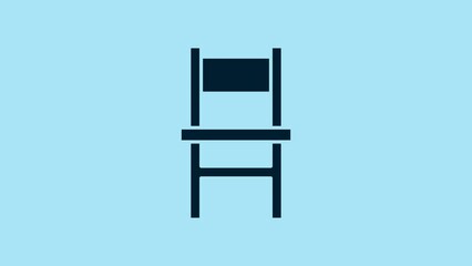 Sticker - Blue Chair icon isolated on blue background. 4K Video motion graphic animation