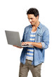 © peopleimages.com - A handsome young man working on his laptop Isolated on a PNG background.