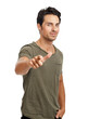 © peopleimages.com - A handsome young man pointing a finger at you Isolated on a PNG background.
