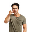 © peopleimages.com - A handsome young man pointing an accusatory finger at you Isolated on a PNG background.