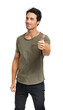 © peopleimages.com - A handsome young man giving you the thumbs up Isolated on a PNG background.