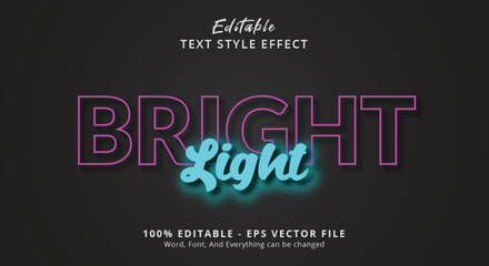 Leinwandbilder - Editable text effect, Bright light text on neon color style effect