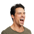 © peopleimages.com - A handsome young man screaming Isolated on a PNG background.